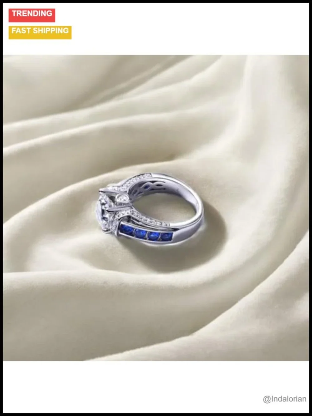 3ct Round Cut Moissanite Engagement Ring Sterling Silver 18K White Gold Plated